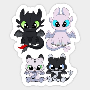 Fury Family dragons Toothless Light fury, night lights, baby dragon Sticker